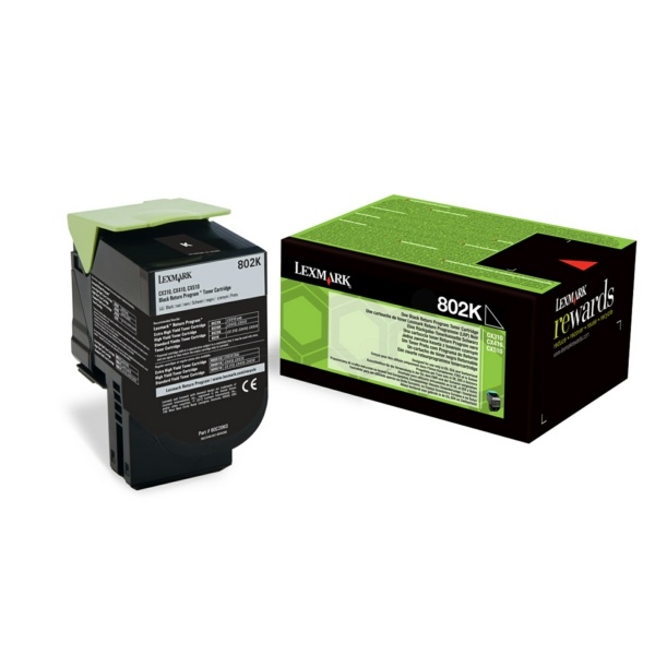 Lexmark 80C20K0/802K Toner-Kit schwarz return program, 1.000 Seiten ISO/IEC 19798