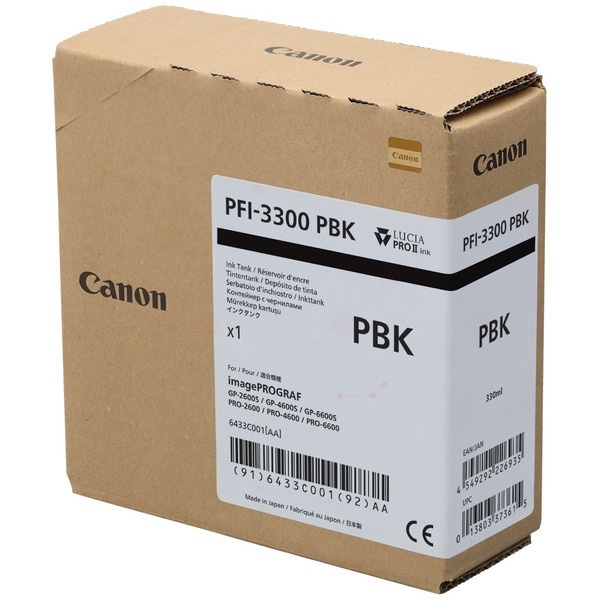 Canon 6433C001/PFI-3300PBK Tintenpatrone schwarz foto 330ml