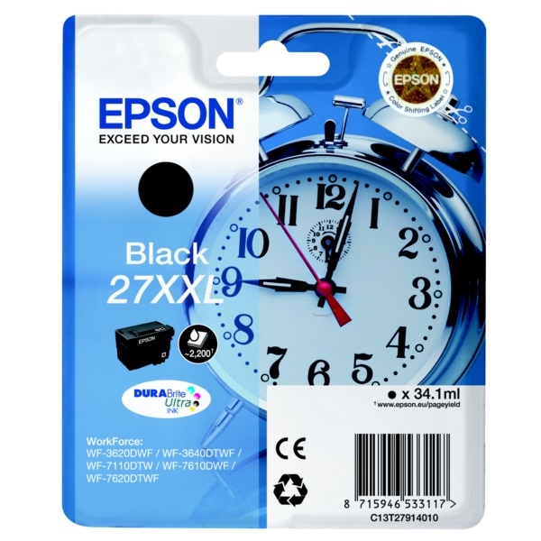 Epson C13T27914012/27XXL Tintenpatrone schwarz extra High-Capacity, 2.200 Seiten 34,1ml