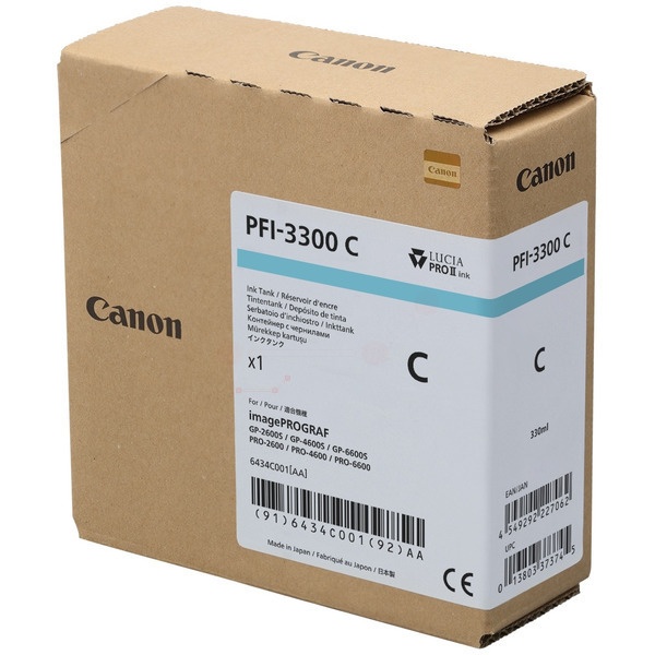 Canon 6434C001/PFI-3300C Tintenpatrone cyan 330ml