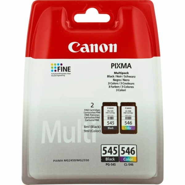 Canon 8287B005/PG-545+CL-546 Druckkopfpatrone Multipack schwarz + color, 2x180 Seiten ISO/IEC 24711 2x8ml VE=2