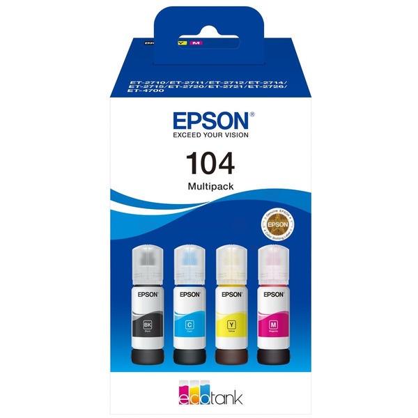 Epson C13T00P640/104 Tintenflasche MultiPack Bk,C,M,Y 65ml 1x4500pg + 3x7500pg VE=4