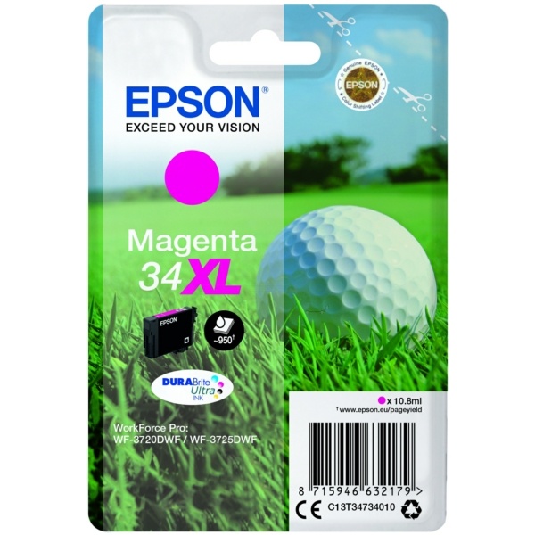 Epson C13T34734010/34XL Tintenpatrone magenta High-Capacity, 950 Seiten 10,8ml