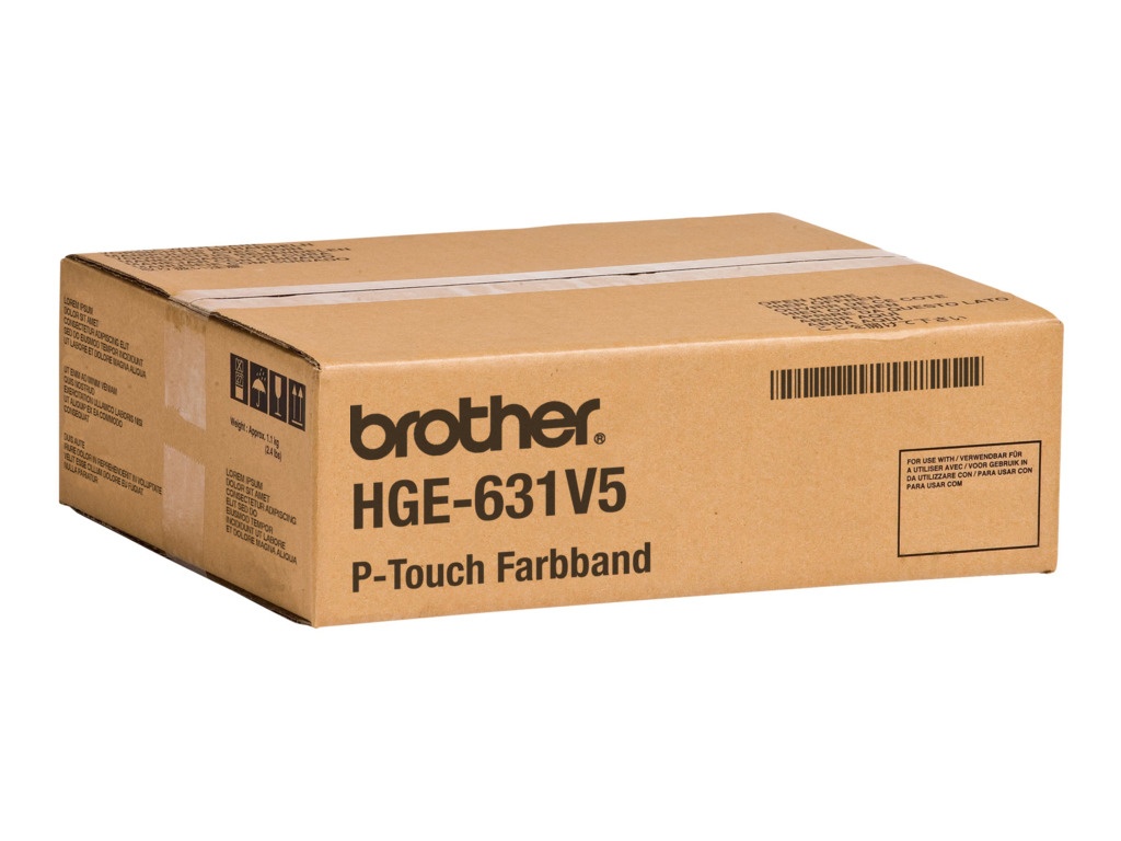 Brother HGE-631V5 DirectLabel schwarz auf gelb Laminat 12mm x 8m VE=5