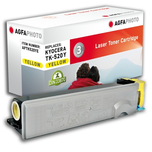 AgfaPhoto APTK520YE Toner-Kit gelb, 4.000 Seiten 100 Gramm (ersetzt Kyocera TK-520Y)