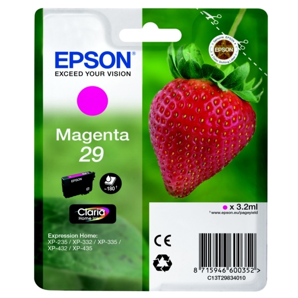 Epson C13T29834012/29 Tintenpatrone magenta, 180 Seiten ISO/IEC 19752 3,2ml