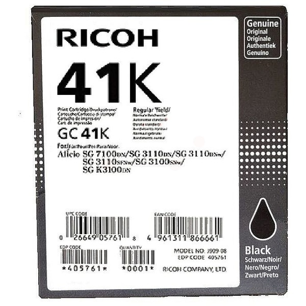 Ricoh 405761/GC-41K Gelkartusche schwarz, 2.500 Seiten ISO/IEC 24711