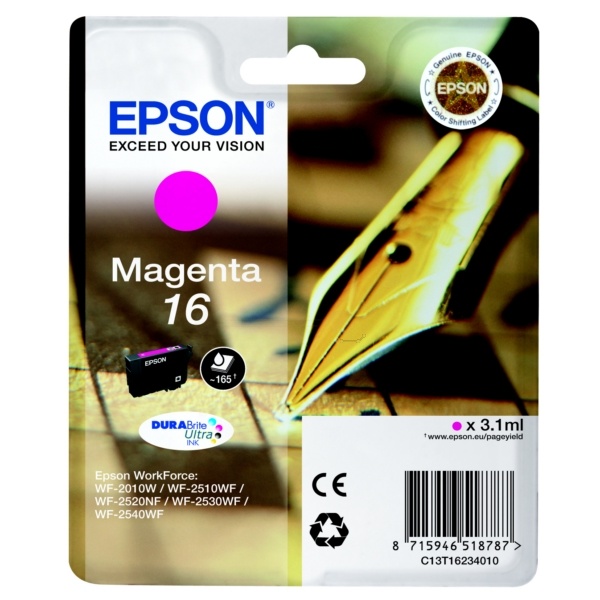 Epson C13T16234012/16 Tintenpatrone magenta, 165 Seiten 3,1ml