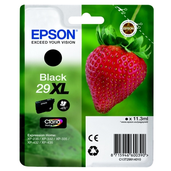 Epson C13T29914012/29XL Tintenpatrone schwarz High-Capacity, 470 Seiten ISO/IEC 19752 11,3ml