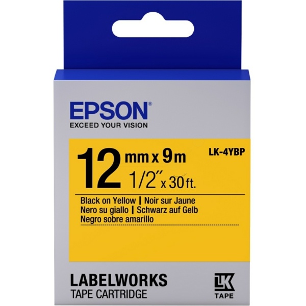 Epson C53S654008/LK-4YBP DirectLabel-Etiketten schwarz auf gelb 12mm x 9m