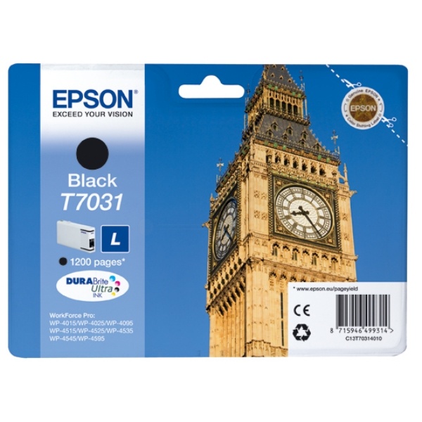 Epson C13T70314010/T7031 Tintenpatrone schwarz, 1.200 Seiten ISO/IEC 24711 24ml