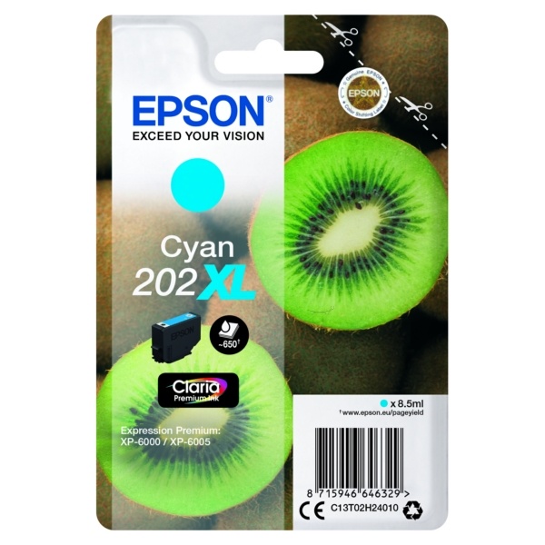 Epson C13T02H24010/202XL Tintenpatrone cyan High-Capacity, 650 Seiten 8,5ml