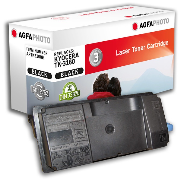 AgfaPhoto APTK3160E Toner-Kit + Resttonerbehälter, 12.500 Seiten 340 Gramm (ersetzt Kyocera TK-3160)