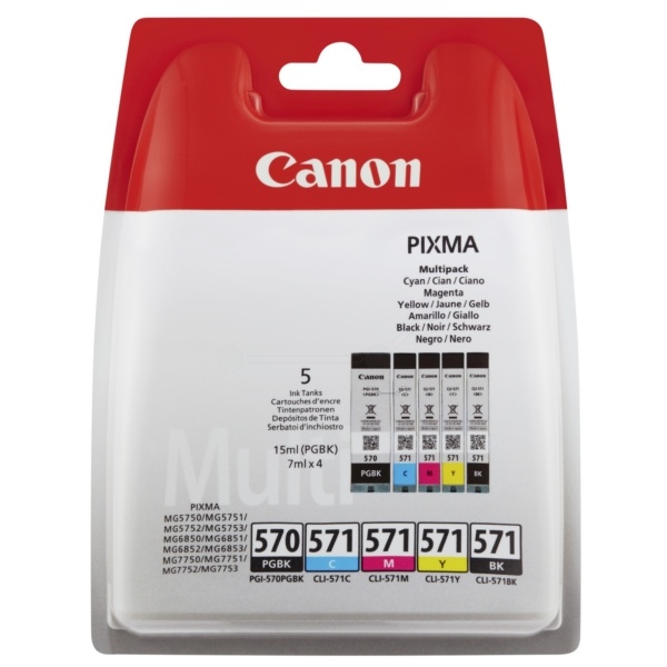 Canon 0372C004/PGI-570CLI-571 Tintenpatrone MultiPack 1xPGI BK + 1xCLI Bk,C,M,Y 15ml + 4x7ml VE=5