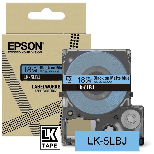 Epson C53S672081/LK-5LBJ DirectLabel-Etiketten schwarz auf blau matt 18mm x 8m