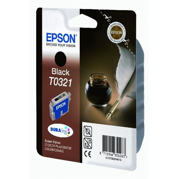 Epson C13T03214010/T0321 Tintenpatrone schwarz, 1.240 Seiten/5% 33ml