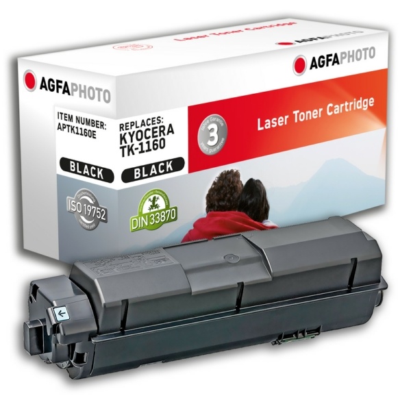 AgfaPhoto APTK1160E Toner-Kit, 7.200 Seiten 250 Gramm (ersetzt Kyocera TK-1160)