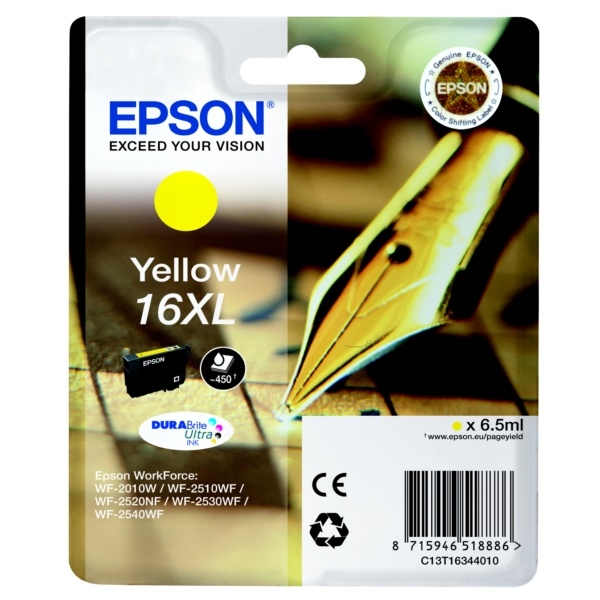 Epson C13T16344010/16XL Tintenpatrone gelb High-Capacity XL, 450 Seiten 6.5ml