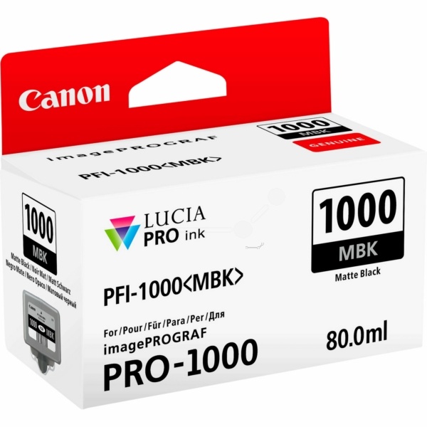 Canon 0545C001/PFI-1000MBK Tintenpatrone schwarz matt, 5.490 Seiten 80ml