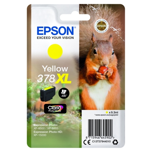 Epson C13T37944010/378XL Tintenpatrone gelb High-Capacity, 830 Seiten 9,3ml