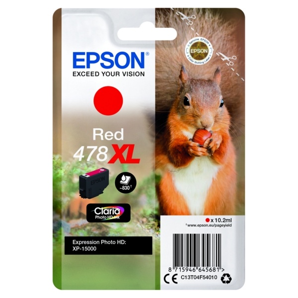 Epson C13T04F54010/478XL Tintenpatrone rot High-Capacity, 830 Seiten 10,2ml