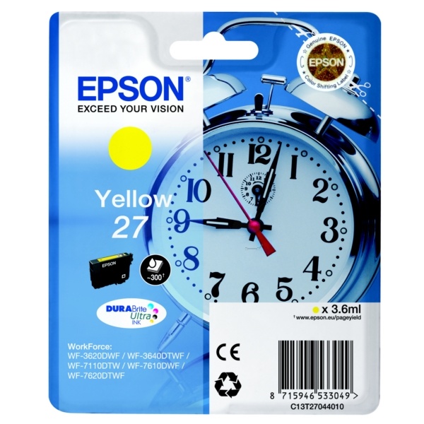 Epson C13T27044012/27 Tintenpatrone gelb, 300 Seiten 3,6ml