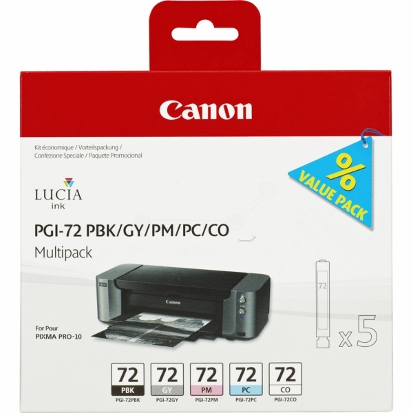 Canon 6403B007/PGI-72 Tintenpatrone MultiPack PBK,GY,PM,PC,CO 5x14ml VE=5