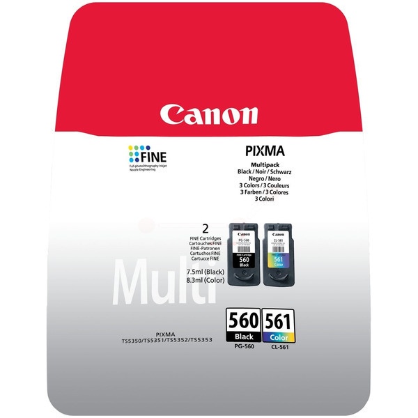 Canon 3713C008/PG-560+CL-561 Druckkopfpatrone Multipack schwarz + color PVP 7,5ml + 8,3ml VE=2