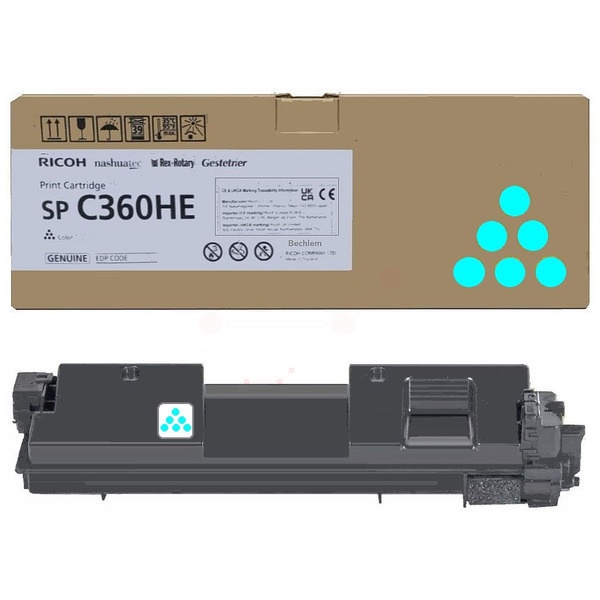 Ricoh 408185/SPC360HE Toner-Kit cyan High-Capacity, 5.000 Seiten ISO/IEC 19752