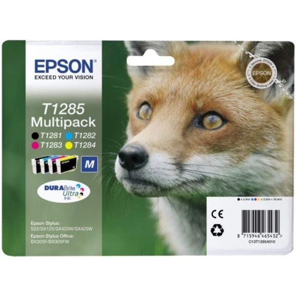 Epson C13T12854010/T1285 Tintenpatrone MultiPack Bk,C,M,Y, 4x225 Seiten ISO/IEC 19752 5,9 ml + 3x3,5 ml VE=4