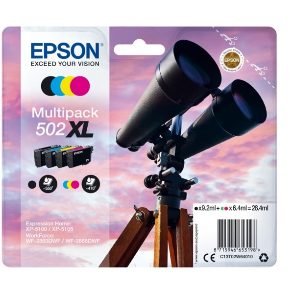 Epson C13T02W64010/502XL Tintenpatrone MultiPack Bk,C,M,Y High-Capacity 28,4ml 9,2ml + 3x6,4ml VE=4