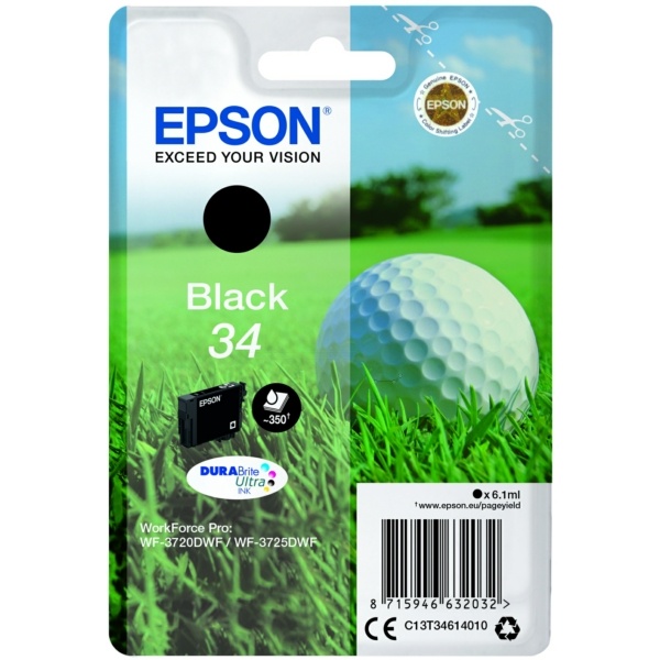 Epson C13T34614010/34 Tintenpatrone schwarz, 350 Seiten 6,1ml