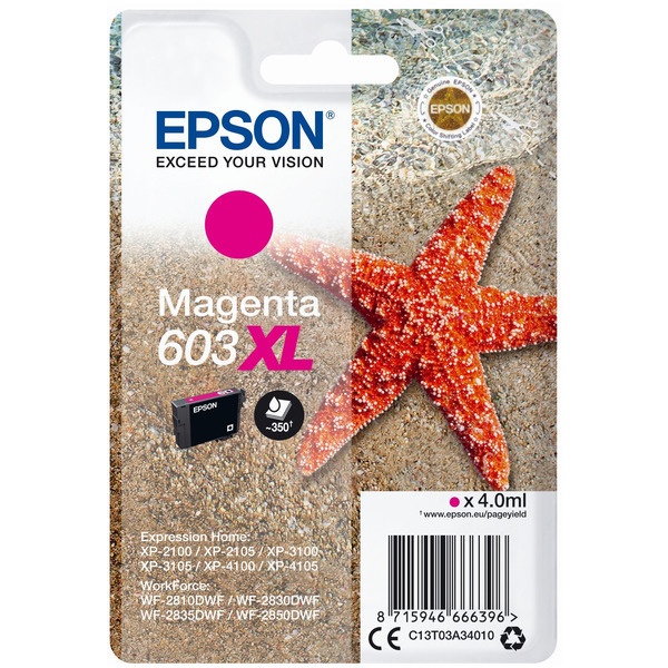 Epson C13T03A34010/603XL Tintenpatrone magenta High-Capacity, 350 Seiten 4ml