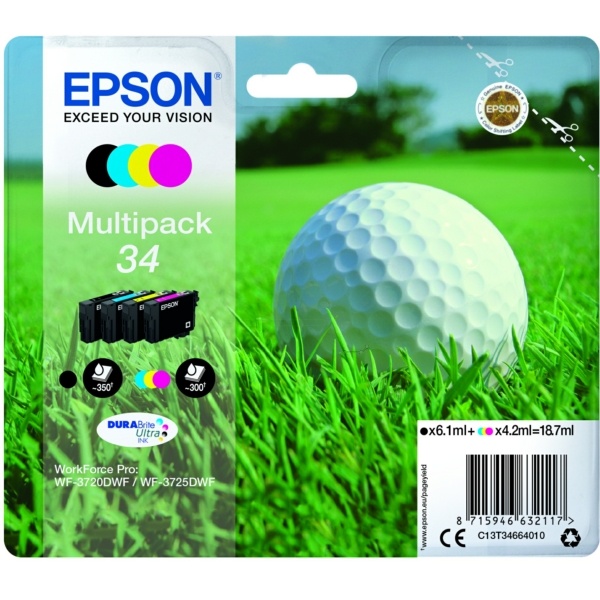 Epson C13T34664010/34 Tintenpatrone MultiPack Bk,C,M,Y 6,1ml + 3x4,2ml VE=4