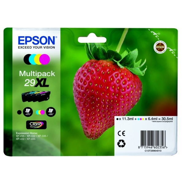 Epson C13T29964010/29XL Tintenpatrone MultiPack Bk,C,M,Y High-Capacity 11,3ml + 3x6,4ml VE=4