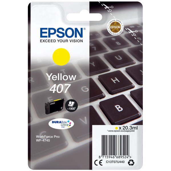 Epson C13T07U440/407 Tintenpatrone gelb, 1.900 Seiten ISO/IEC 19752 20,3ml