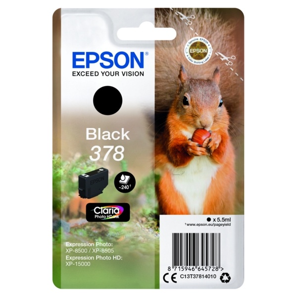 Epson C13T37814010/378 Tintenpatrone schwarz, 240 Seiten 5.5ml