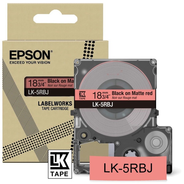 Epson C53S672072/LK-5RBJ DirectLabel-Etiketten schwarz auf rot matt 18mm