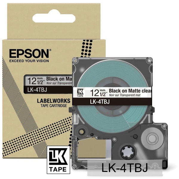 Epson C53S672065/LK-4TBJ DirectLabel-Etiketten schwarz auf Transparent 12mm x 8m