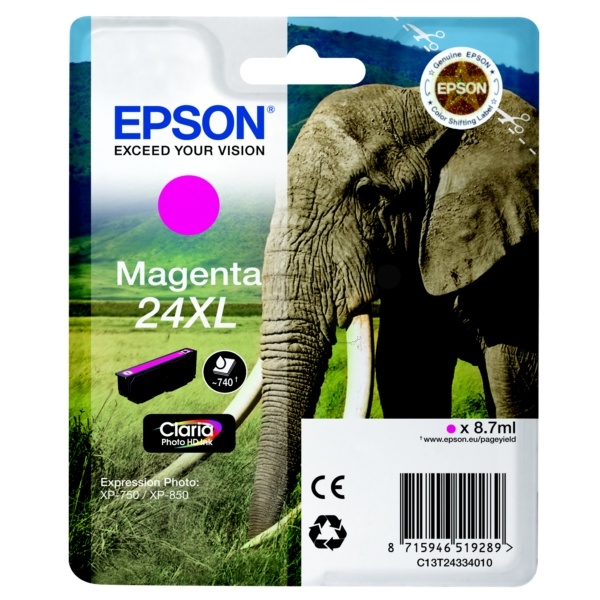 Epson C13T24334010/24XL Tintenpatrone magenta High-Capacity, 500 Seiten 8.7ml