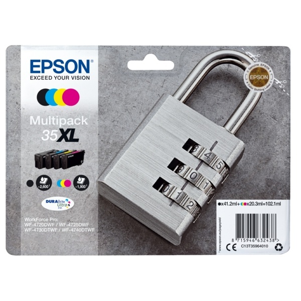 Epson C13T35964010/35XL Tintenpatrone MultiPack Bk,C,M,Y High-Capacity 41,2ml + 3x20,3ml VE=4