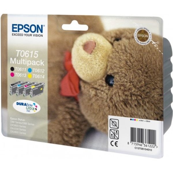 Epson C13T06154010/T0615 Tintenpatrone MultiPack Bk,C,M,Y, 4x250 Seiten ISO/IEC 24711 4x8ml VE=4