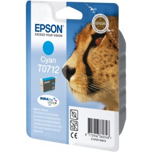 Epson C13T07124011/T0712 Tintenpatrone cyan, 345 Seiten ISO/IEC 24711 5.5ml