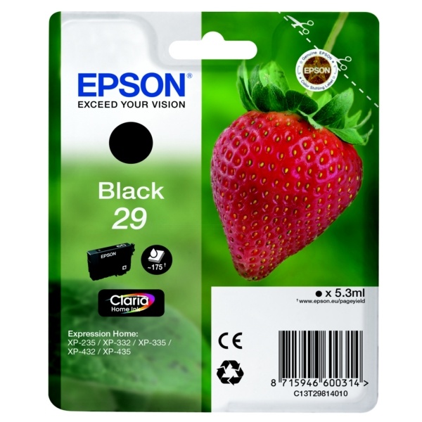 Epson C13T29814012/29 Tintenpatrone schwarz, 175 Seiten 5,3ml