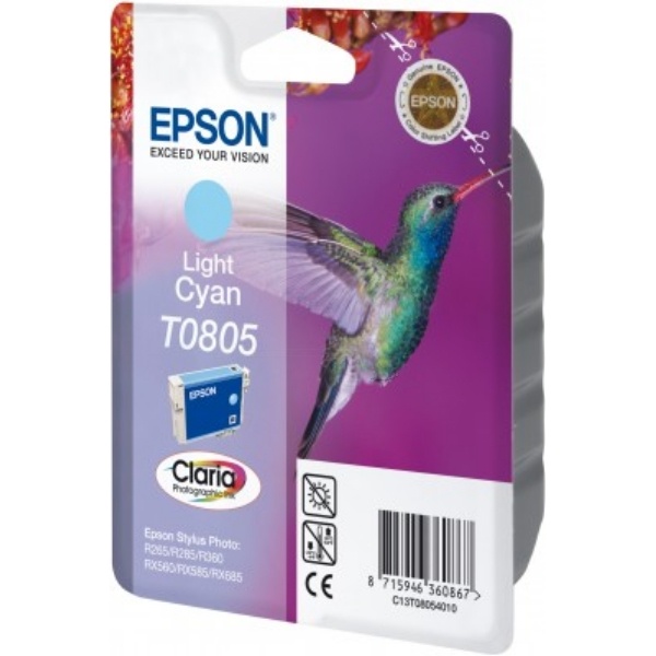 Epson C13T08054011/T0805 Tintenpatrone cyan hell, 330 Seiten ISO/IEC 24711 7.4ml