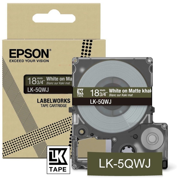 Epson C53S672089/LK-5QWJ DirectLabel-Etiketten weiss auf Khaki matt 18mm