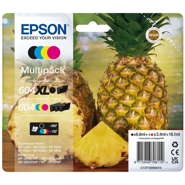 Epson C13T10H94010/604XL/604 Tintenpatrone MultiPack 1xBk HC + 1x C,M,Y 500pg + 3x130pg VE=4