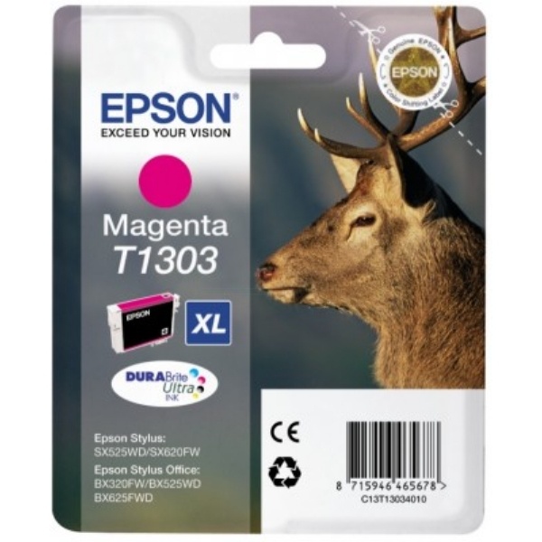 Epson C13T13034012/T1303 Tintenpatrone magenta XL, 600 Seiten 10,1ml