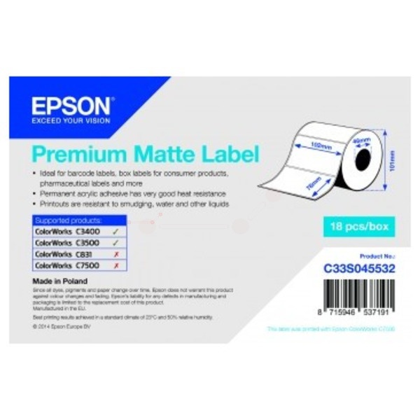 Epson C33S045532 Format-Etiketten matt die-cut 102mm x 76mm 440 label VE=1