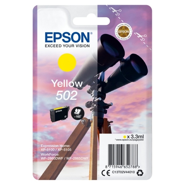 Epson C13T02V44010/502 Tintenpatrone gelb, 160 Seiten 3,3ml